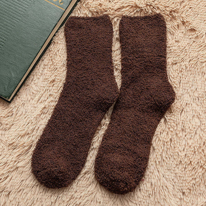 Fuzzy Crew Socks with Soft Textured Knit