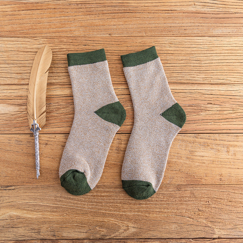 Crew Socks with Reinforced Heel and Ribbed Cuff