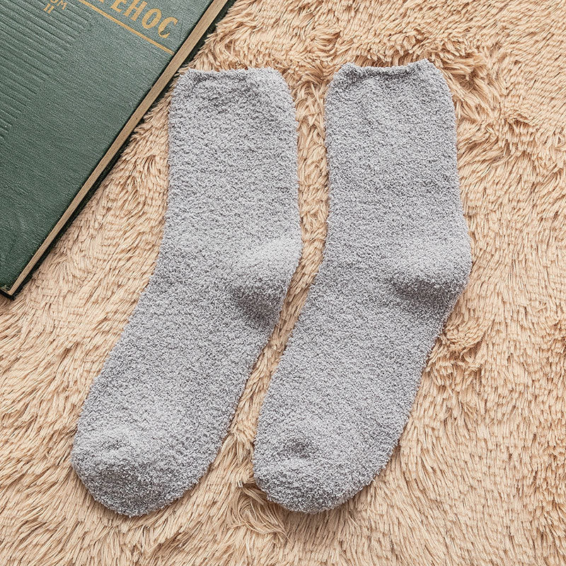 Fuzzy Crew Socks with Soft Textured Knit