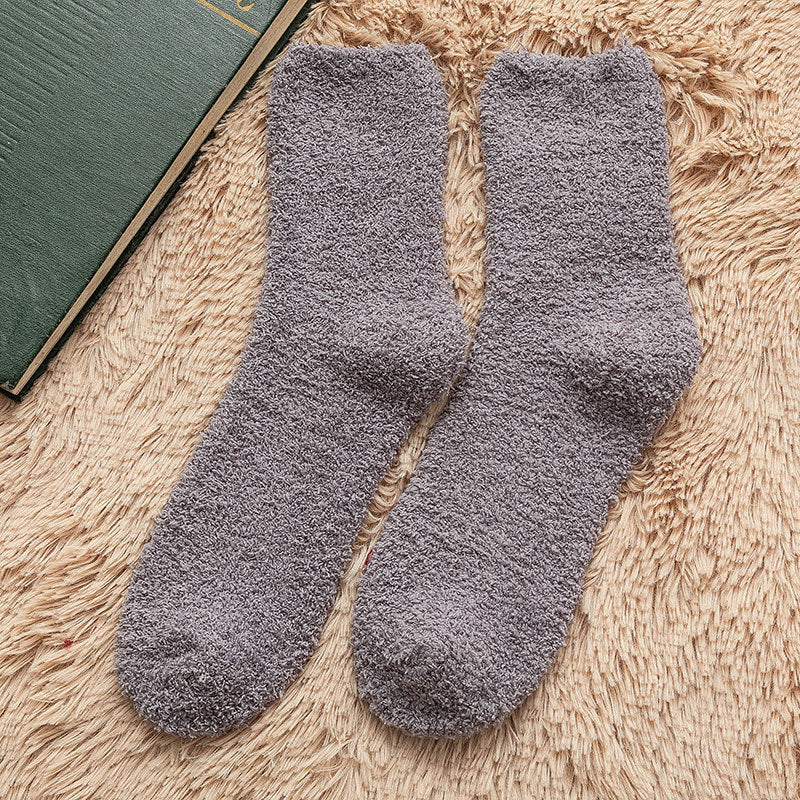 Fuzzy Crew Socks with Soft Textured Knit