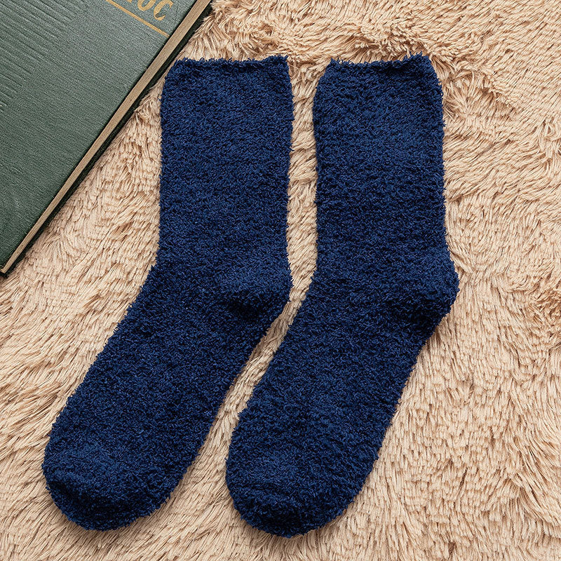 Fuzzy Crew Socks with Soft Textured Knit