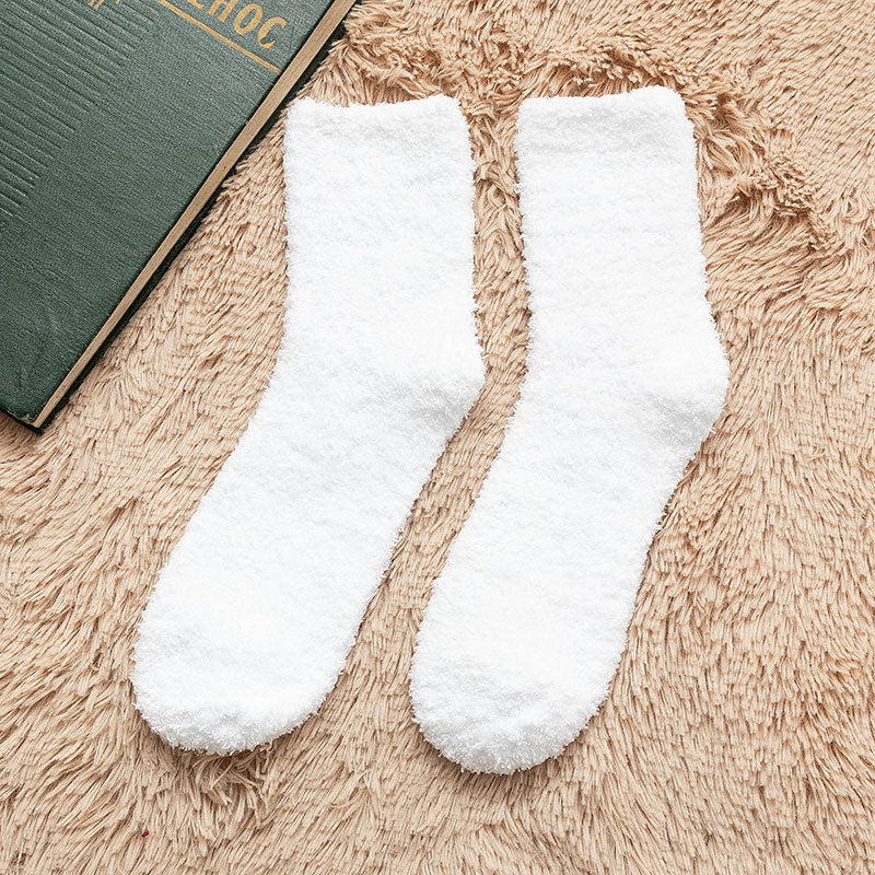 Fuzzy Crew Socks with Soft Textured Knit