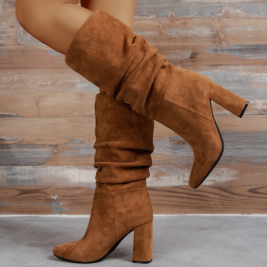 Knee-High Boots with Block Heel