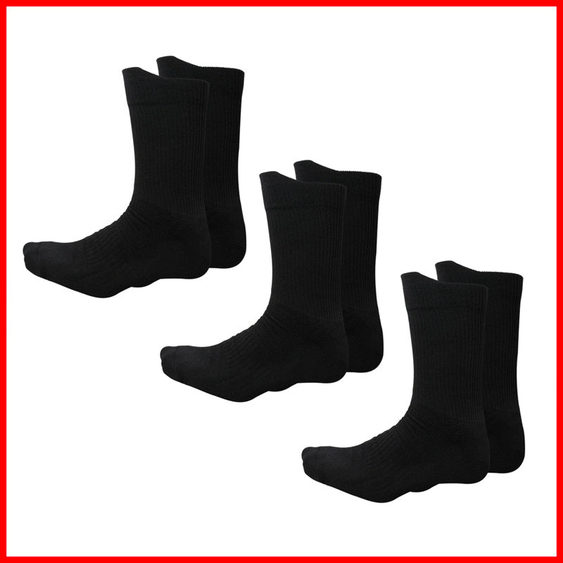 Sports Crew Socks with Cushioned Sole and Ribbed Cuff