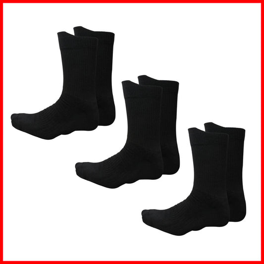 Sports Crew Socks with Cushioned Sole and Ribbed Cuff