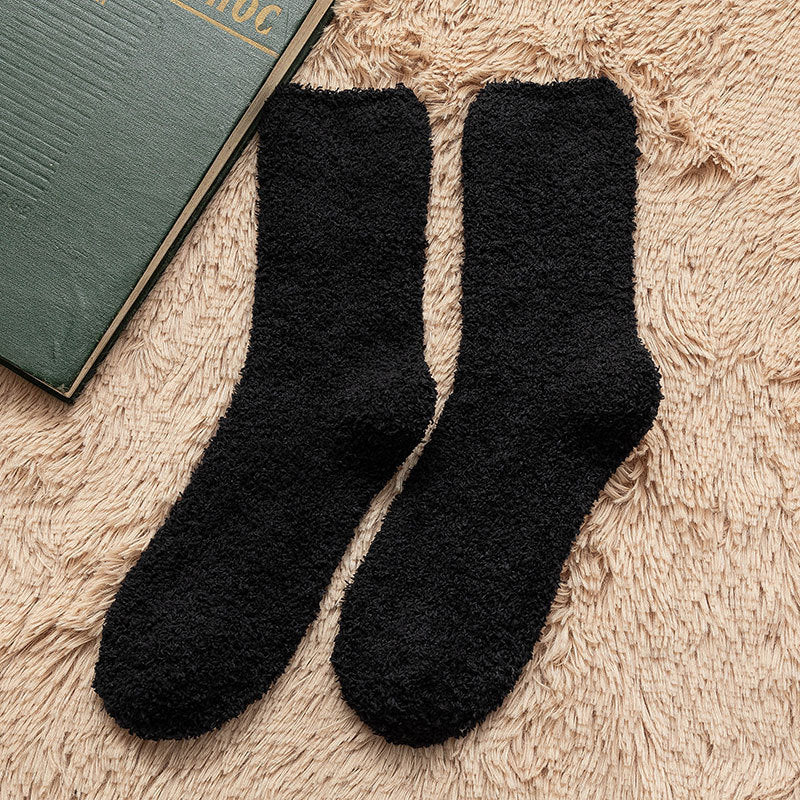 Fuzzy Crew Socks with Soft Textured Knit