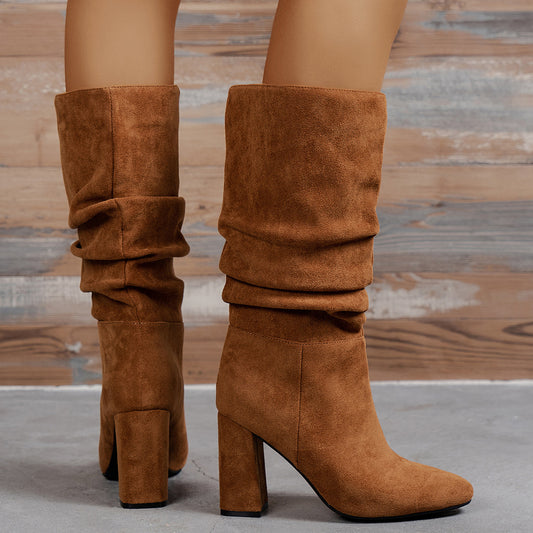 Knee-High Boots with Block Heel