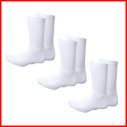 Sports Crew Socks with Cushioned Sole and Ribbed Cuff