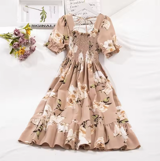 Beige chiffon summer dress
