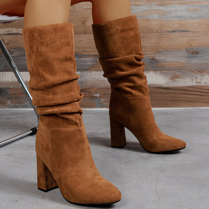 Knee-High Boots with Block Heel